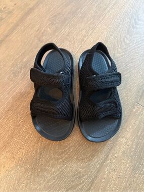 Kids Black Slip-On Sandals